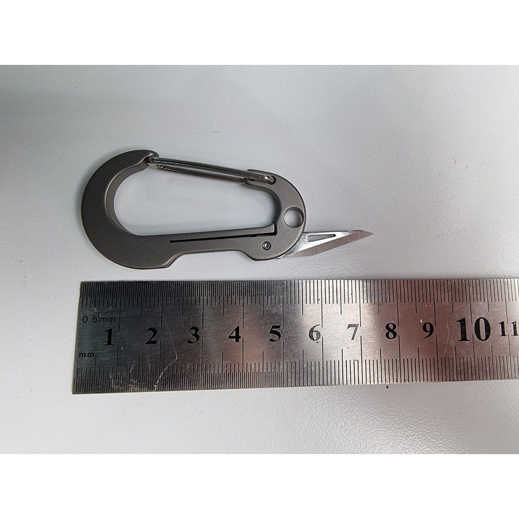 Móc khóa EDC - Carabiner Titanium kèm dao T78 (C.Ti.72mm)