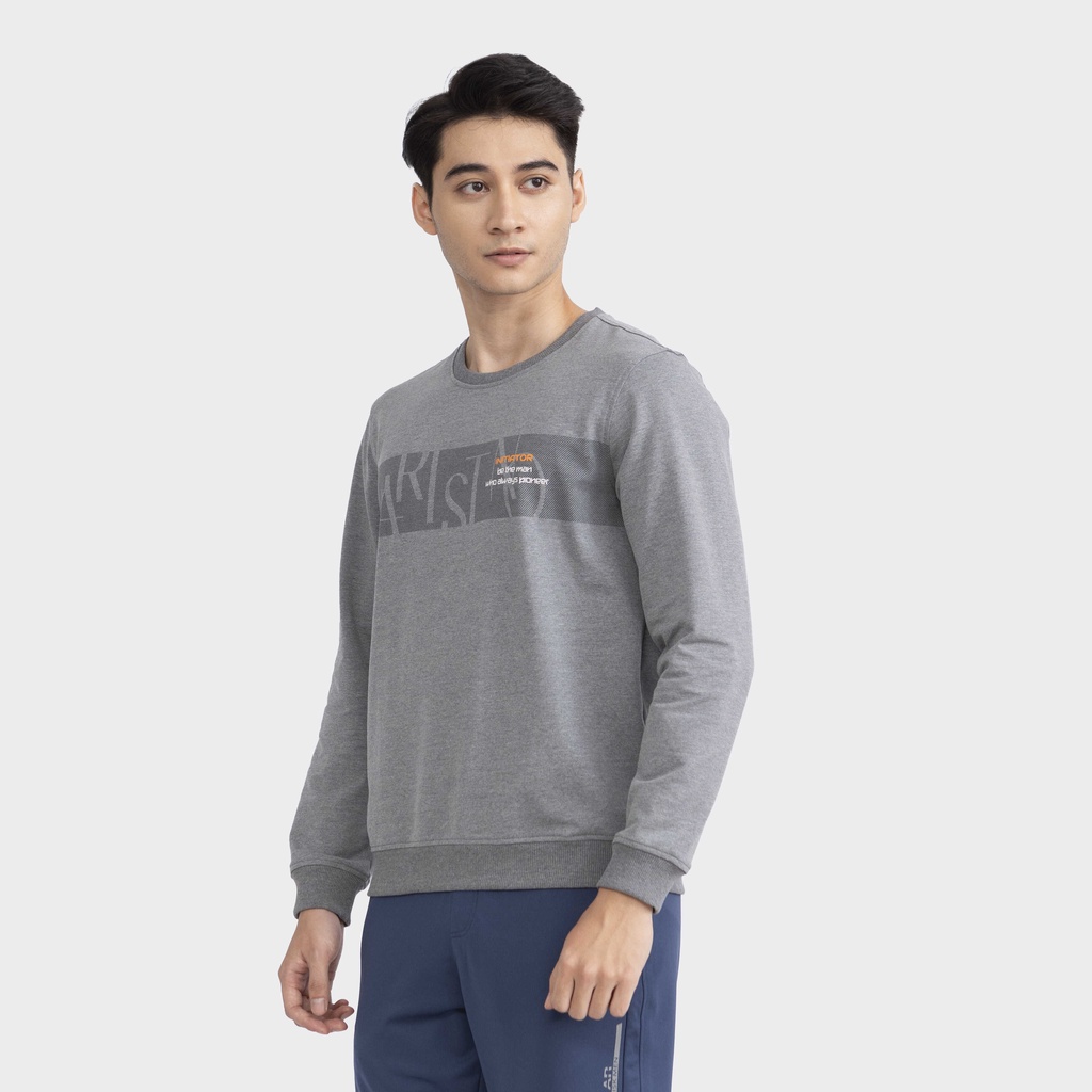 Áo nỉ nam dài tay bo gấu Aristino họa tiết in thân trước thời thượng, nam tính - ASW009W2