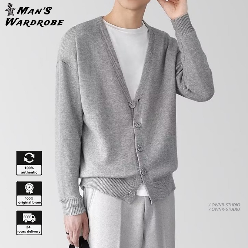 [6 Màu] Áo Cardigan Nút Nam Cổ Chữ V Áo Len Cardigan Áo Len Dệt Kim Hàn Quốc Nam Áo Len Dệt Kim Chất