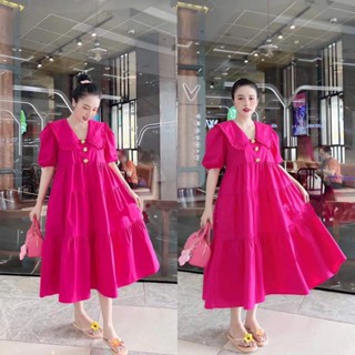 Đầm Babydoll Dáng Dài Tầng Xoè Tay Phồng