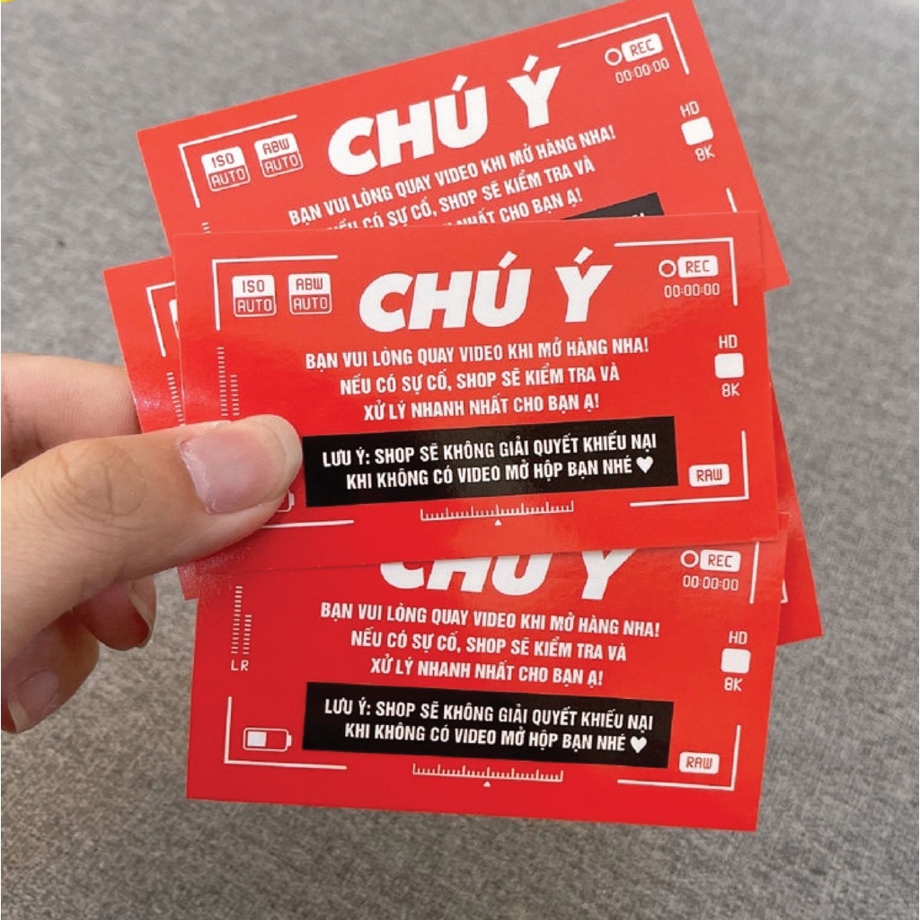 Combo 100c Tem Dán Quay Video Trước Khi Mở Hàng size 4x6cm Có keo mặt sau - Lam hygge