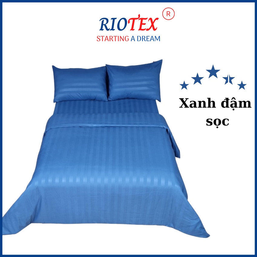 3T Drap - Ga màu sọc 3 phân Riotex cho nhà nghỉ khách sạn dành cho nệm 17 -25cm