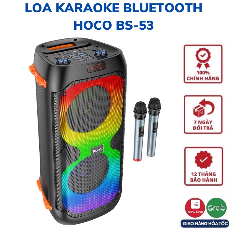 Loa karaoke Bluetooth Hoco BS53 Chính Hãng Tặng kèm 2 micro âm thanh cực đỉnh bắt mic cực tốt Bảo Hành 12 Tháng