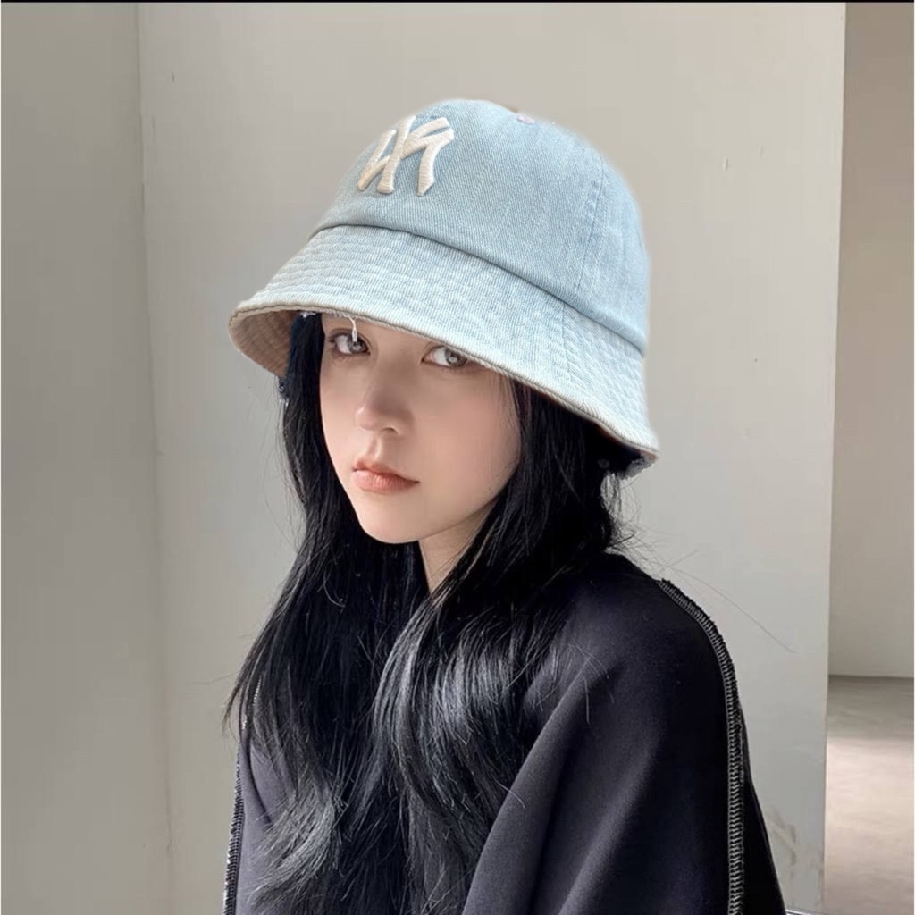 MŨ BUCKET NEW YORK YANKEES CHẤT VẢI COTTON HÀN QUỐC CAO CẤP, NÓN THỜI TRANG MÀU TRẮNG