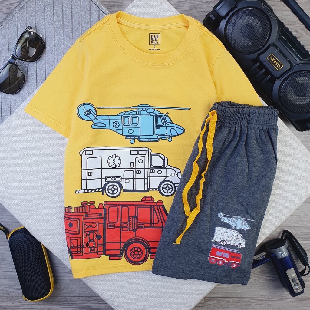 Đồ bộ bé trai Gap size đại chất thun cotton nhiều màu sắc in hình khủng long mặc đi học đi chơi đều đẹp