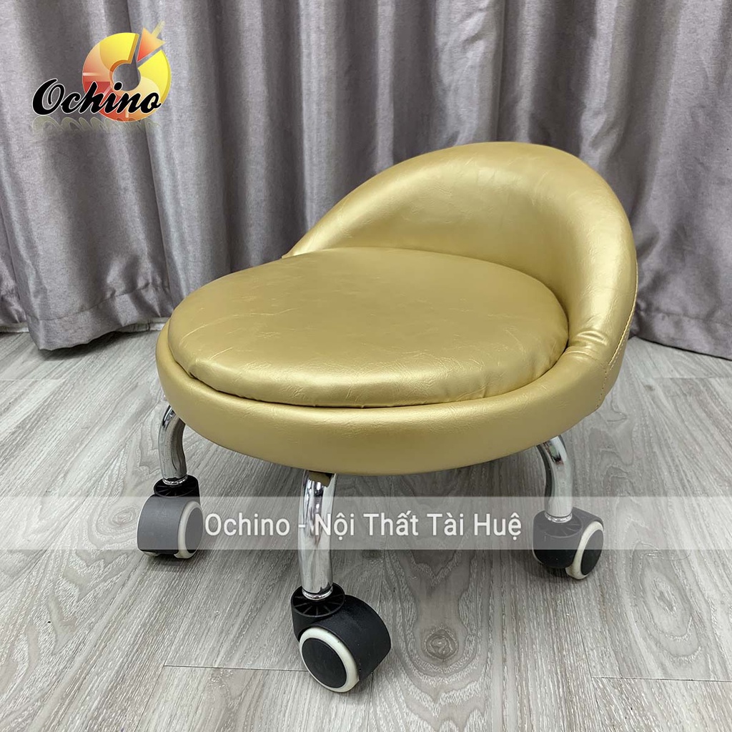 Ghế Xoay Bệt, Ghế Nail Ngồi Bệt Có Bánh Xe Di Chuyển Mẫu Tựa Thấp Cao Cấp (Có Sẵn)
