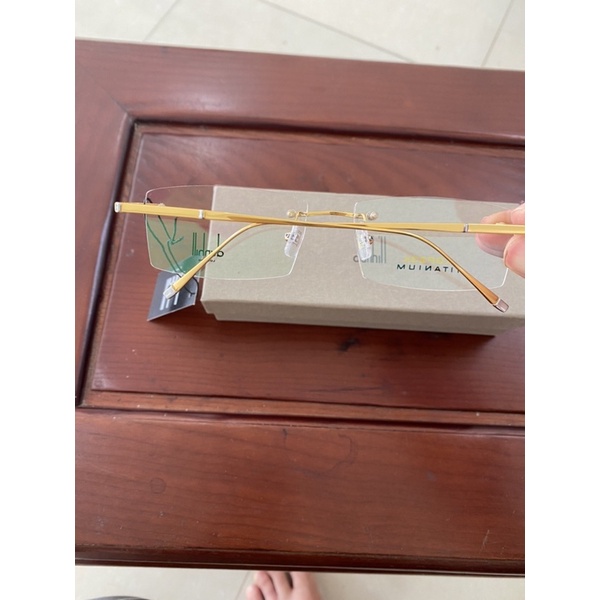 Gọng kính khoan không viền Titanium nguyên chất mạ vàng Dunhill