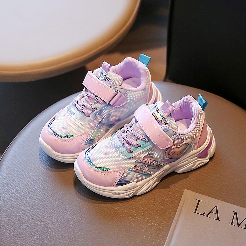 Giày thể thao bé gái lưới thoáng khí êm chân hàng  cho bé từ 3-12 tuổi