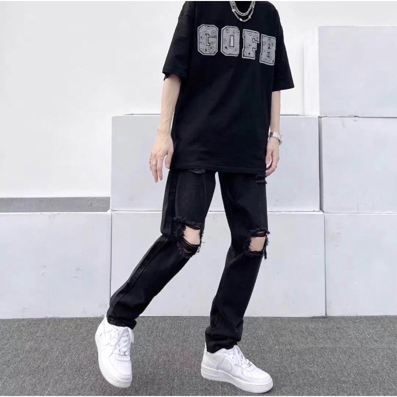 Quần jean rách gối FOG streetwear Quixotic