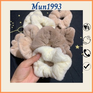 Dây nơ buộc tóc, cột tóc Scrunchies lông nhung siêu mềm Mun1993
