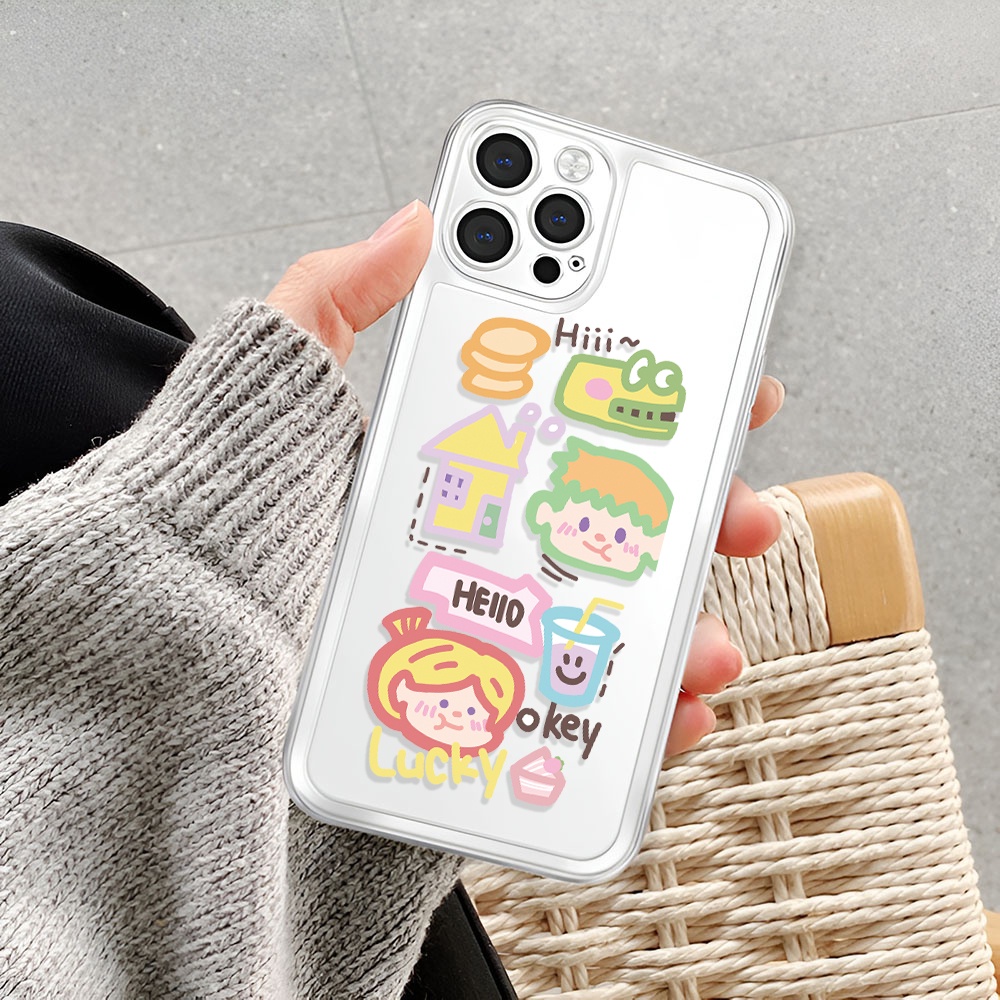 Ốp Điện Thoại Trong Suốt Hình Vẽ Nguệch Ngoạc Cho iphone 14ProMax 14Plus 13 11 12 7 Plus X XR