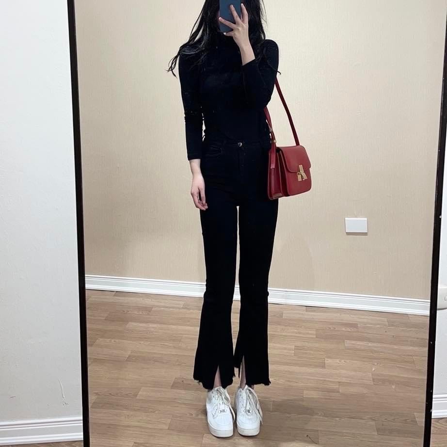 Quần loe xẻ cạp cao tôn dáng 1688 ảnh thật