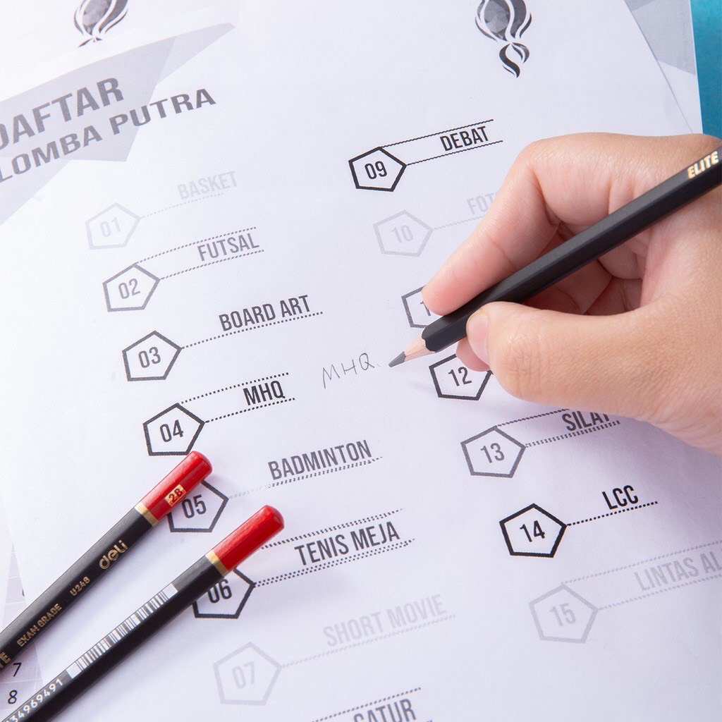 Bút chì 2B Deli lục giác dùng cho học sinh-văn phòng -màu xanh-1 cái 7084