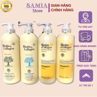 Cặp Dầu Gội Biotin Collagen Samia Voudioty Chính Hãng Siêu Mượt Và Phục Hồi Tóc Gàu 500ml - 1000ml