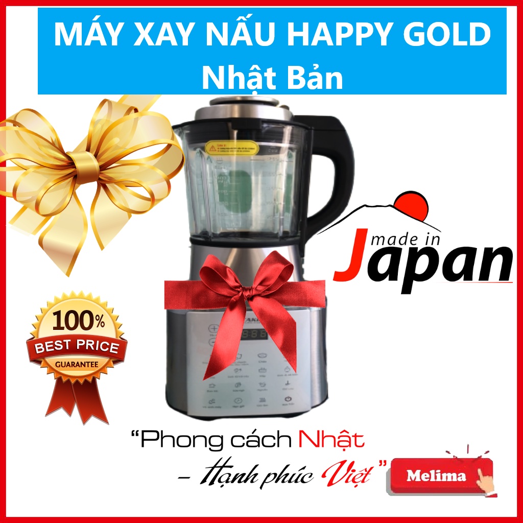 Máy Làm Sữa Hạt Máy Nấu Sữa Hạt HAPPY GOLD NHẬT BẢN, Bảo hành 12 tháng, Chế độ tự vệ sinh cực kỳ tiện dụng và hiện đại