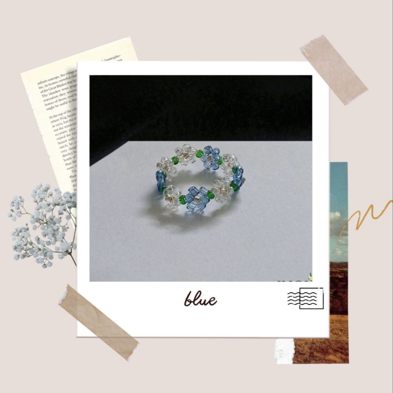 Nhẫn hạt cườm kết hoa nhí kiểu Hàn|beaded flower ring