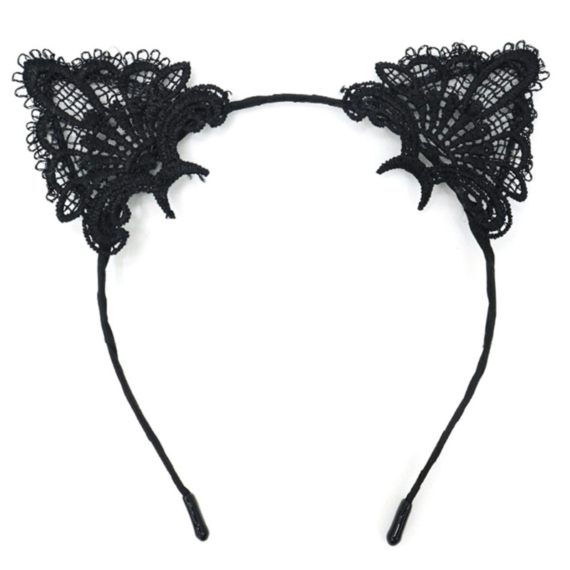 Băng Đô Tai Mèo Phối Ren Đính Ngọc Trai Dễ Thương Phong Cách Lolita