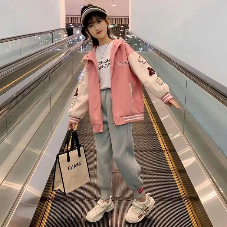 Áo Khoác Bóng Chày Thời Trang Xuân Thu Mới 2022 Cho Bé Gái 3-14 Tuổi