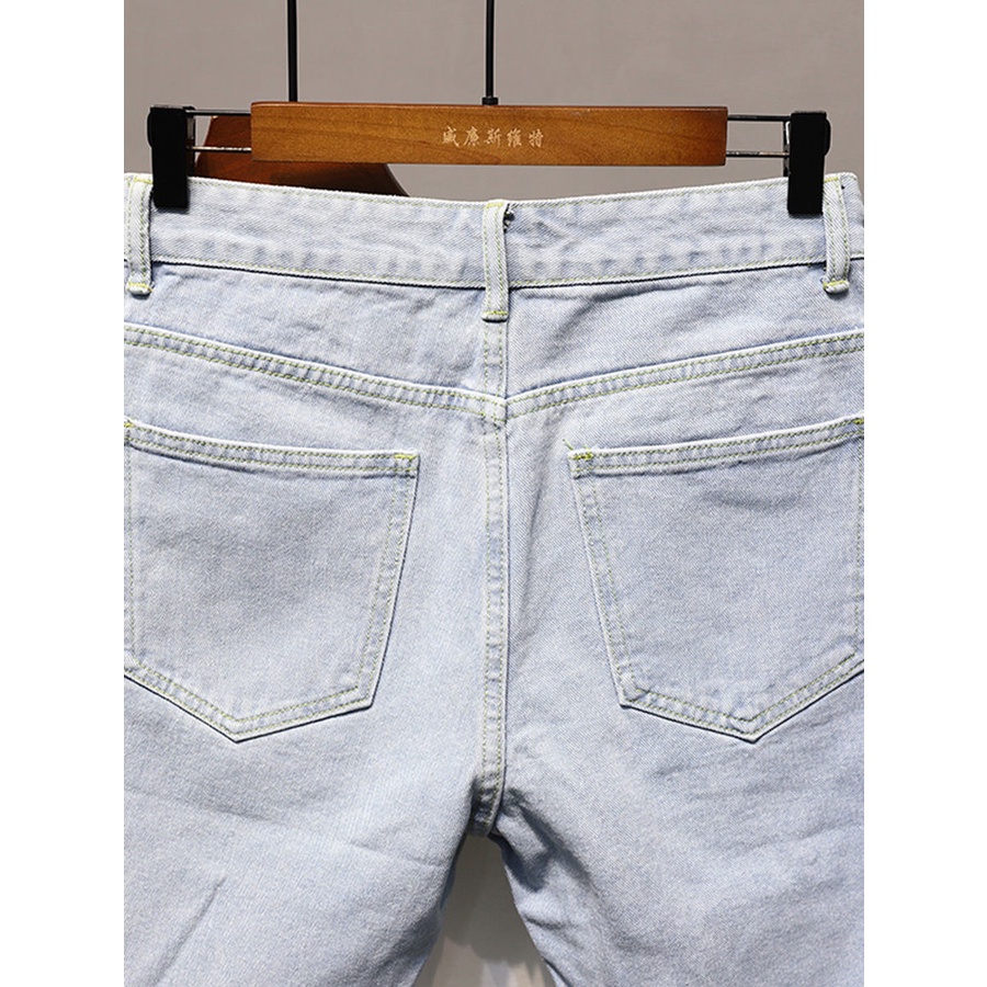 Hàng Có Sẵn Quần Short Jean Xanh Nhạt Trẻ Trung Phiên Bản Mới Mùa Hè 5 Phút