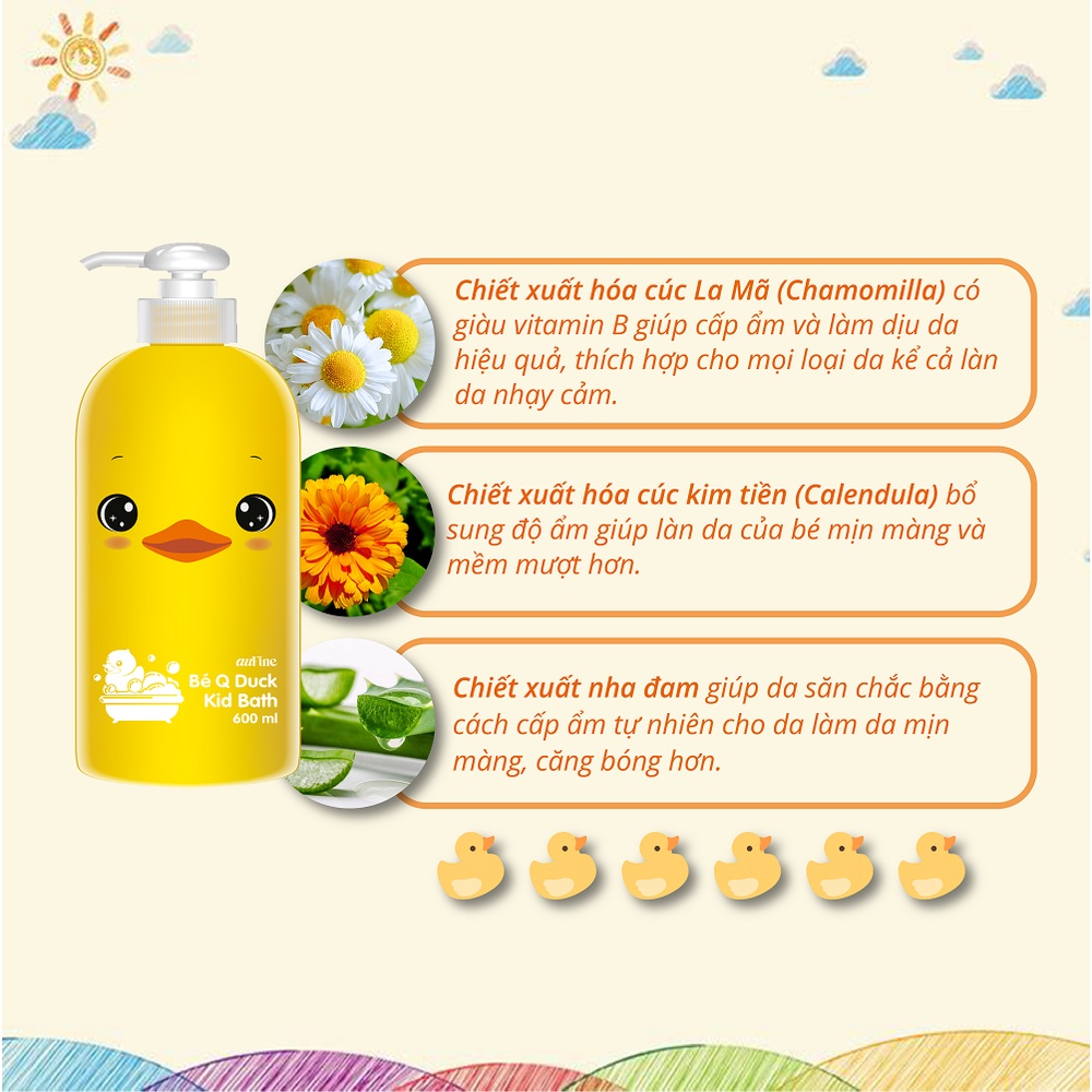 Dầu gội trẻ em Bé Q Panda 580ml + Sữa tắm trẻ em Bé Q Duck 600ml