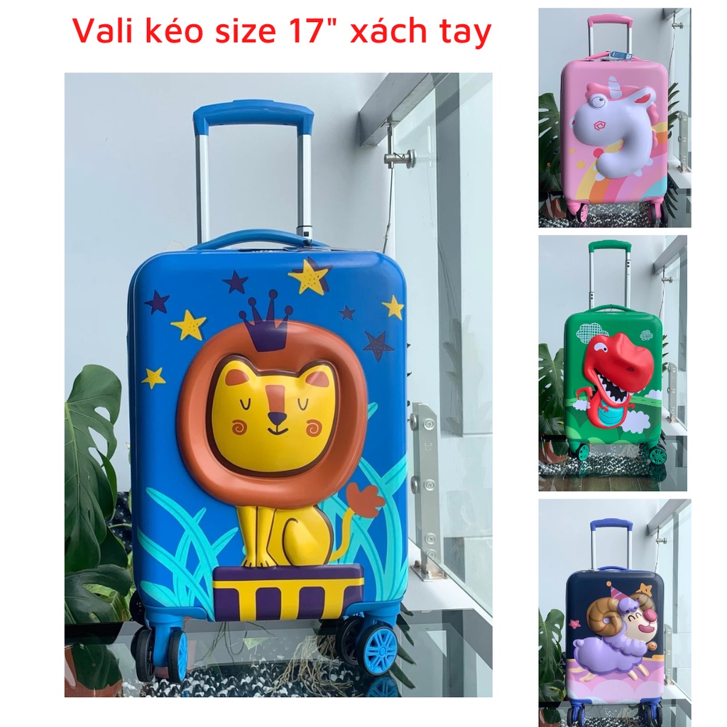 Vali Kéo Trẻ Em BeddyBear Họa Tiết Sư Tử Cho Bé Trai/Gái Từ 4t (Khóa Số, Xoay 360, Chống Va Đập)