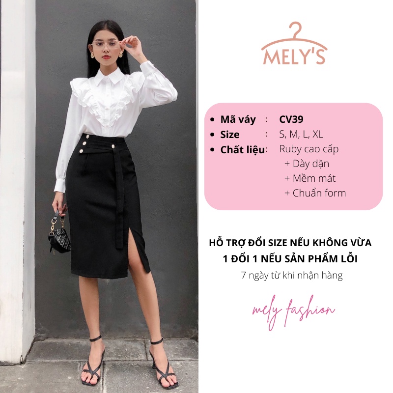 Chân váy midi công sở xẻ tà có BIGSIZE dài qua gối phong cách trẻ trung năng động đi làm đi tiệc siêu xinh CV39