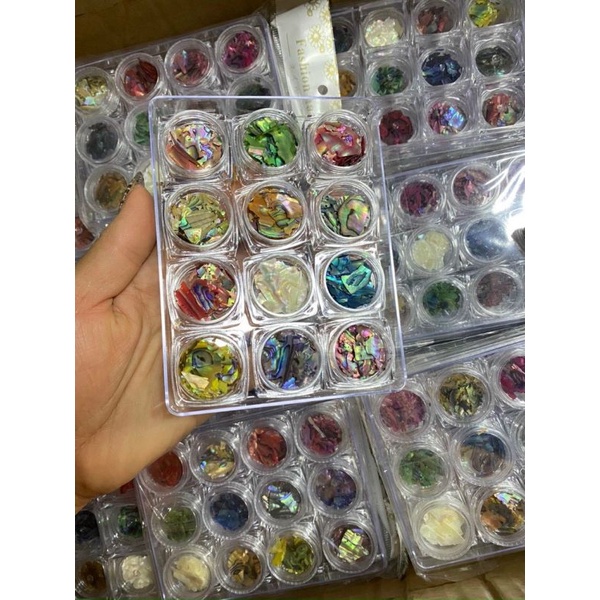 Set xà cừ vân đá trang trí móng 12 hủ/set