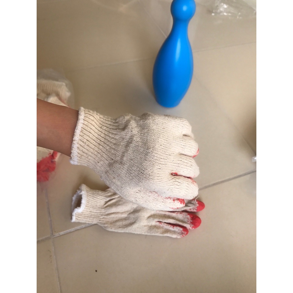 [Max rẻ] Găng tay vải, găng tay bảo hộ chất liệu vải sợi dùng để làm việc, tăng độ bám, chống trơn trượt phủ sơn đỏ