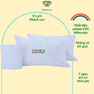 Aó gối cho khách sạn vỏ gối vải cotton cvc màu trắng trơn cao cấp kích thước: 40*60 / 50*70 / 35*100
