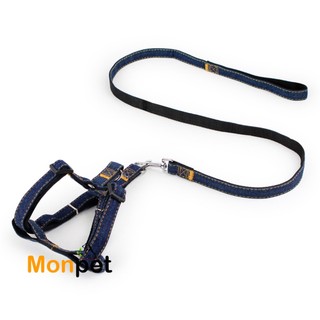 Dây dắt, yếm đeo cho chó mèo dạng jean (lẻ)