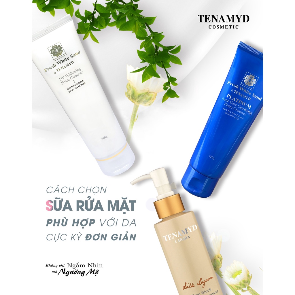 Sữa rửa mặt trắng da Fresh White Sand Tenamyd UV Whitening Foam Cleanser II 120g - Hàng chính hãng Tenamyd