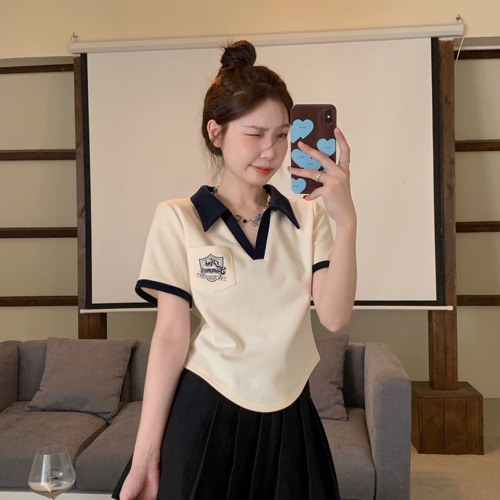 Áo Thun Polo Tay Ngắn Plus Size Cho Nữ áo sơ mi cổ đứng