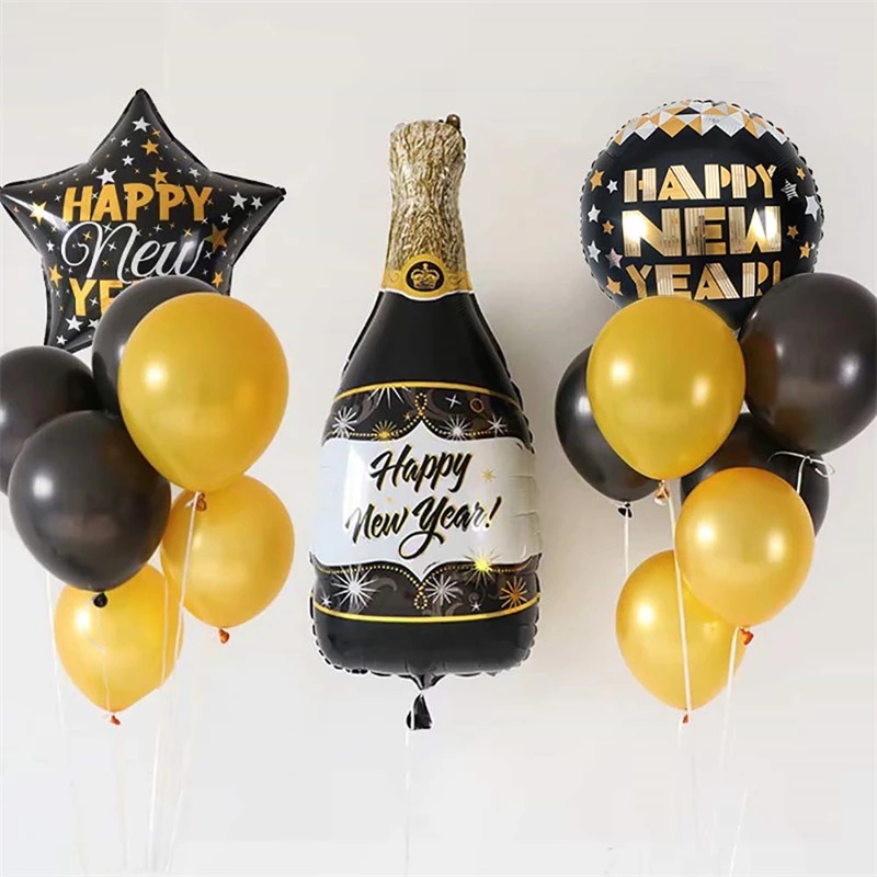 Bong Bóng Khung Ảnh Bằng Màng Nhôm Hình Chai Rượu Mừng Năm Mới Trang Trí Tiệc