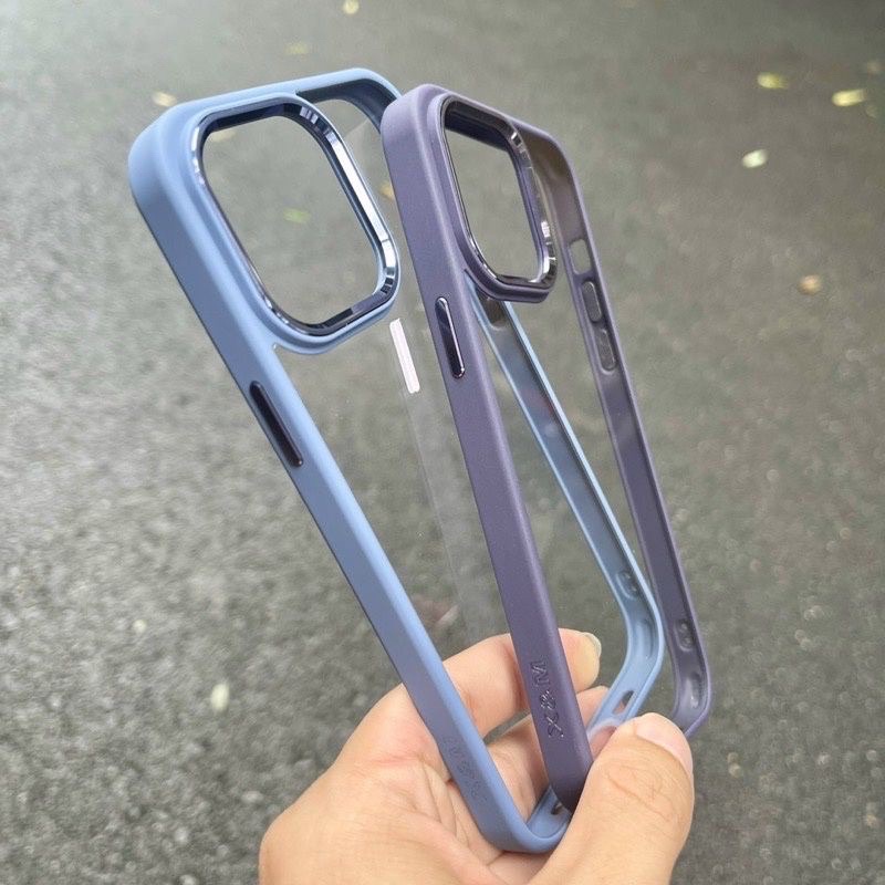 Ốp lưng X&M trong viền màu cho iPhone 14 Pro Max, 14 Pro, 14 Plus, 14 camera bọc nhôm siêu đẹp