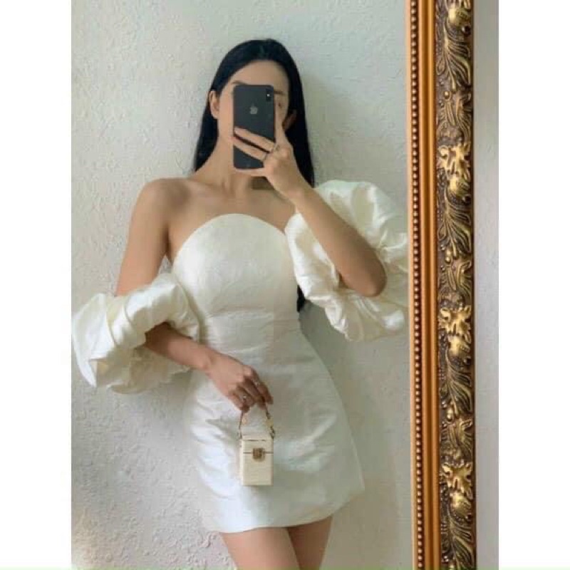 ĐẦM GẤM TRẮNG TAY BỒNG BỀNH