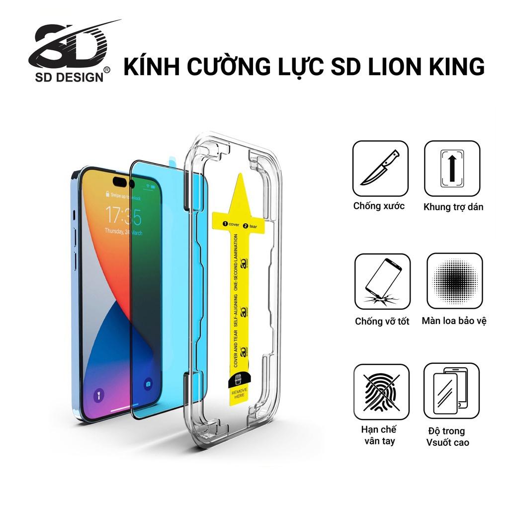 Kính Cường Lực iPhone Full Màn trợ dán LION KING Chính Hãng SD DESIGN Có Sẵn Khung Dán Dễ Dàng Màng Loa Chống Bụi Bẩn