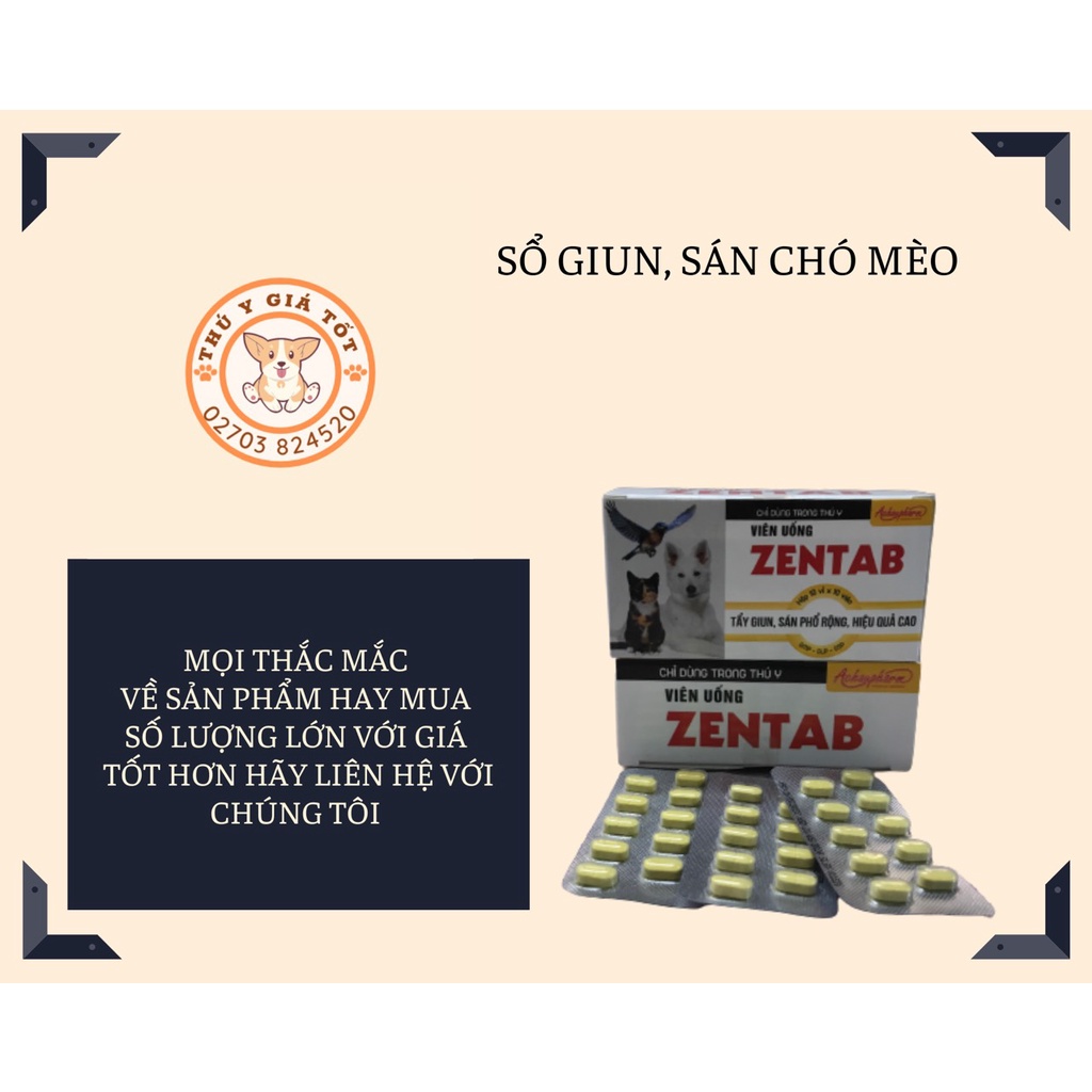 VIÊN UỐNG CHO CHÓ MÈO ZENTAB 20 viên