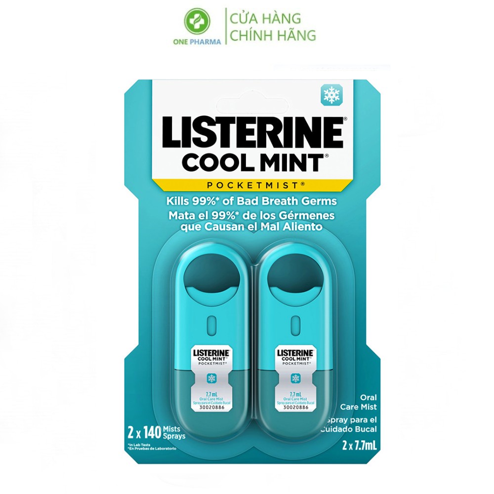 Xịt thơm miệng Listerine Cool Mint Pocketmist Set x2 chai 7.7ml