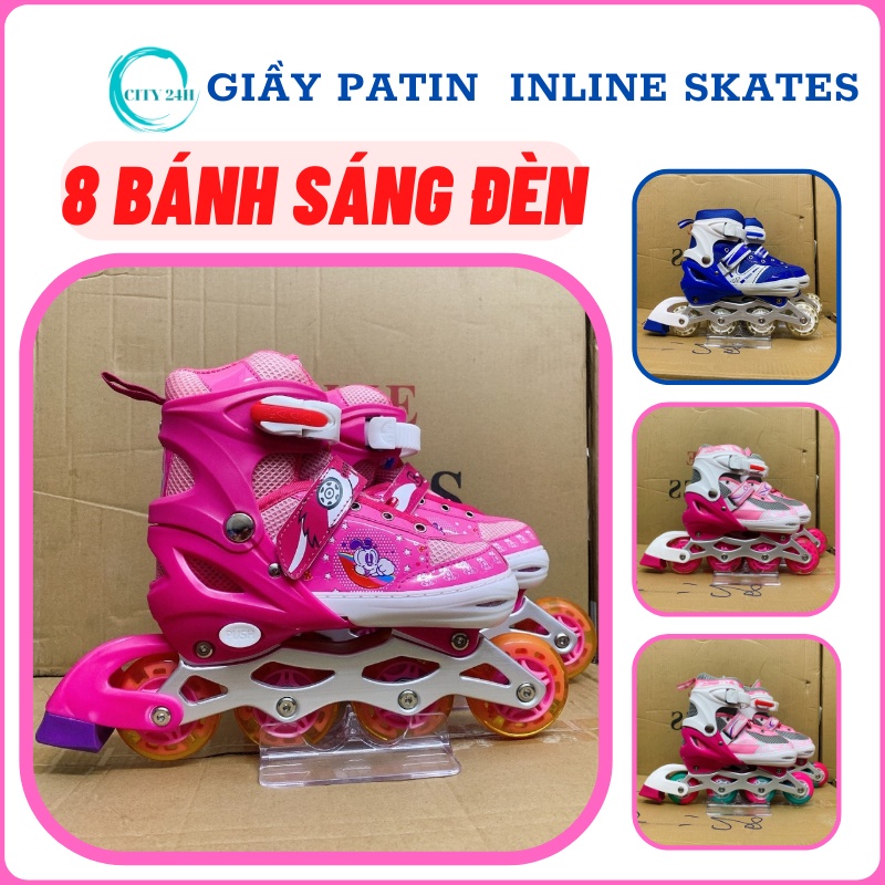 Giày Trượt Patin 8 Bánh Sáng Đèn, Giày Patin Trẻ Em Cao Cấp Fullbox
