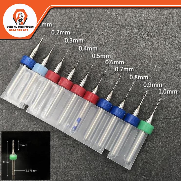 Bộ 10 mũi khoan PCB 0.1-1.0mm