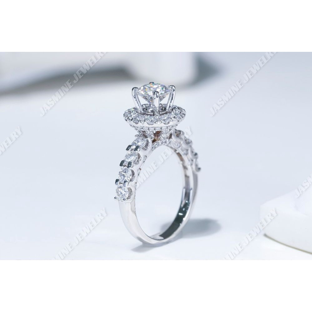 Nhẫn nữ kim cương nhân tạo moissanite chủ 6.3 ly - Mẫu 7