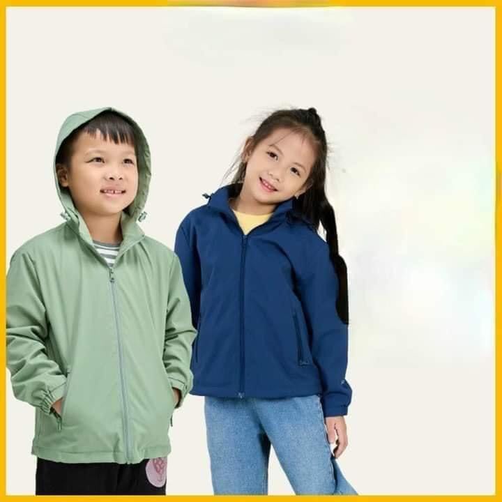 ẢNH THẬT- Áo gió 2 lớp cho bé trai gái size 18-40kg chống nước cản gió