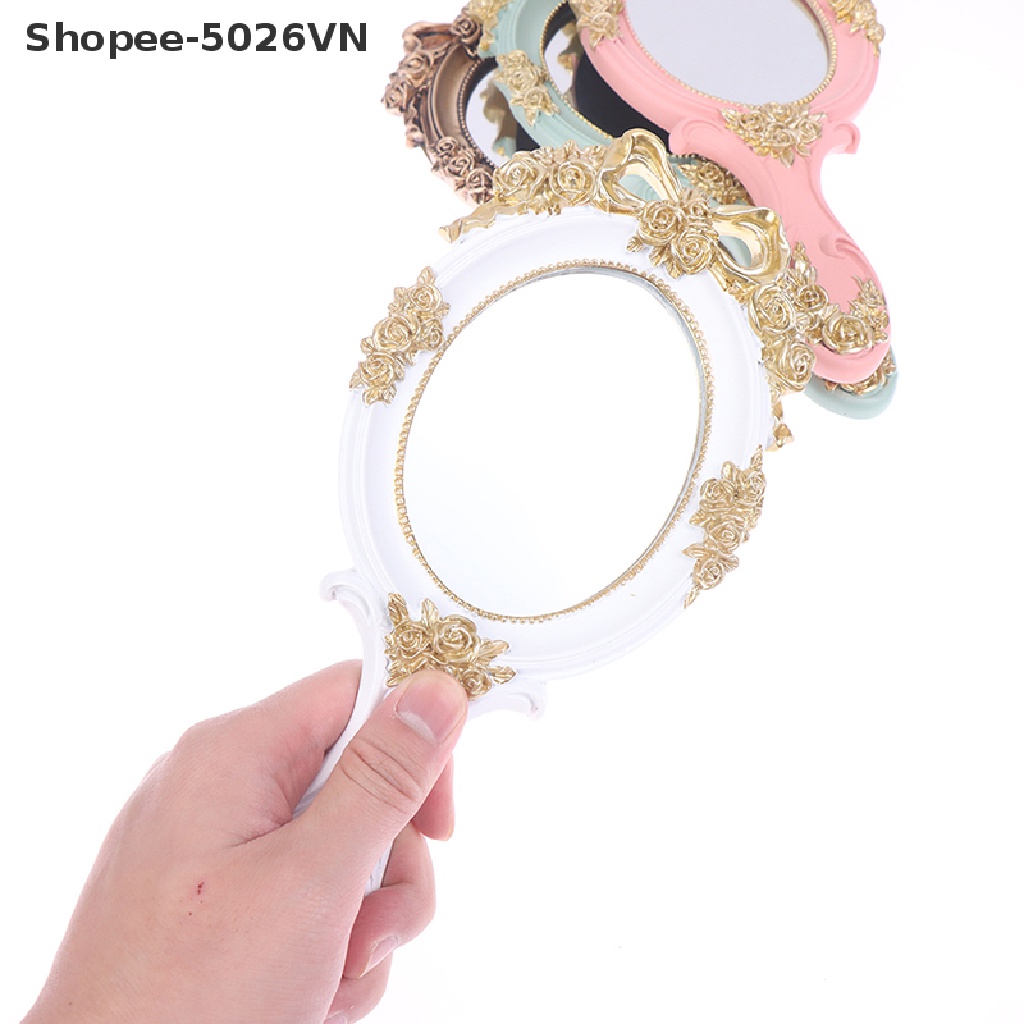 Gương Trang Điểm Cầm Tay Hình Chữ Nhật Phong Cách Vintage Sáng Tạo