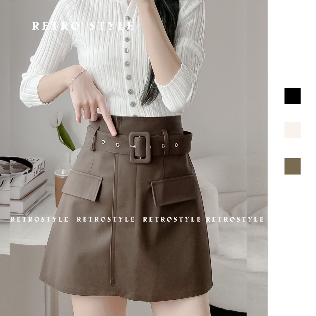 Chân váy da kèm đai phong cách RETROSTYLE mã CVdakemdai609_P9