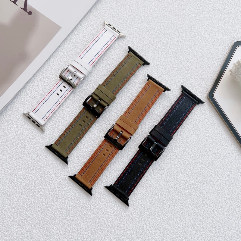Dây Đeo Bằng Da Thật Cho Đồng Hồ Thông Minh Apple Watch 8 SE 7 6 5 4 42MM 38MM 44MM 49MM 40MM iWatch 3 45MM