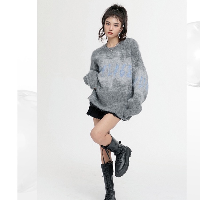 Áo Sweater Dệt Kim Chất Liệu Dày Dặn Ấm Áp Thời Trang vintage Cho Nữ
