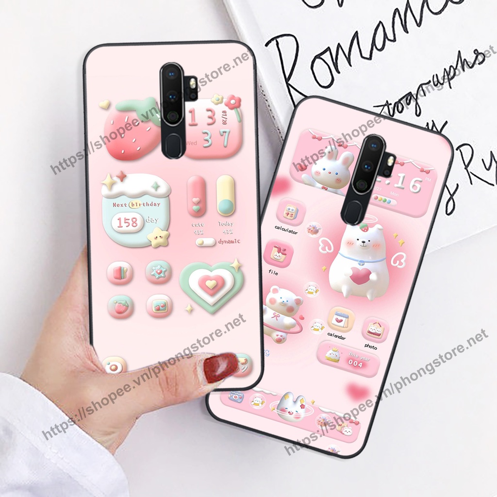 Ốp lưng Oppo A5 2020 / A9 2020 gấu trắng hoạt hình 3d cute, giá rẻ