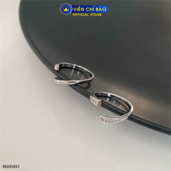 Nhẫn bạc nữ Lazy đính đá chất liệu bạc 925 thời trang phụ kiện trang sức Viễn Chí Bảo N000491