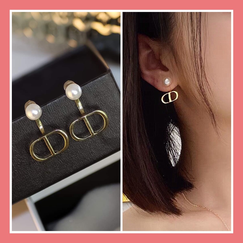 Khuyên tai CD đính ngọc trai nhân tạo