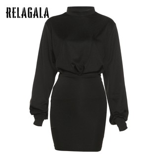RelaGala Thời Trang Nữ Cổ Tròn Dài Tay Dây Rút Mỏng Tay Dài